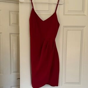 Lulu's Red Spaghetti-Strap V-Neck Mini Dress